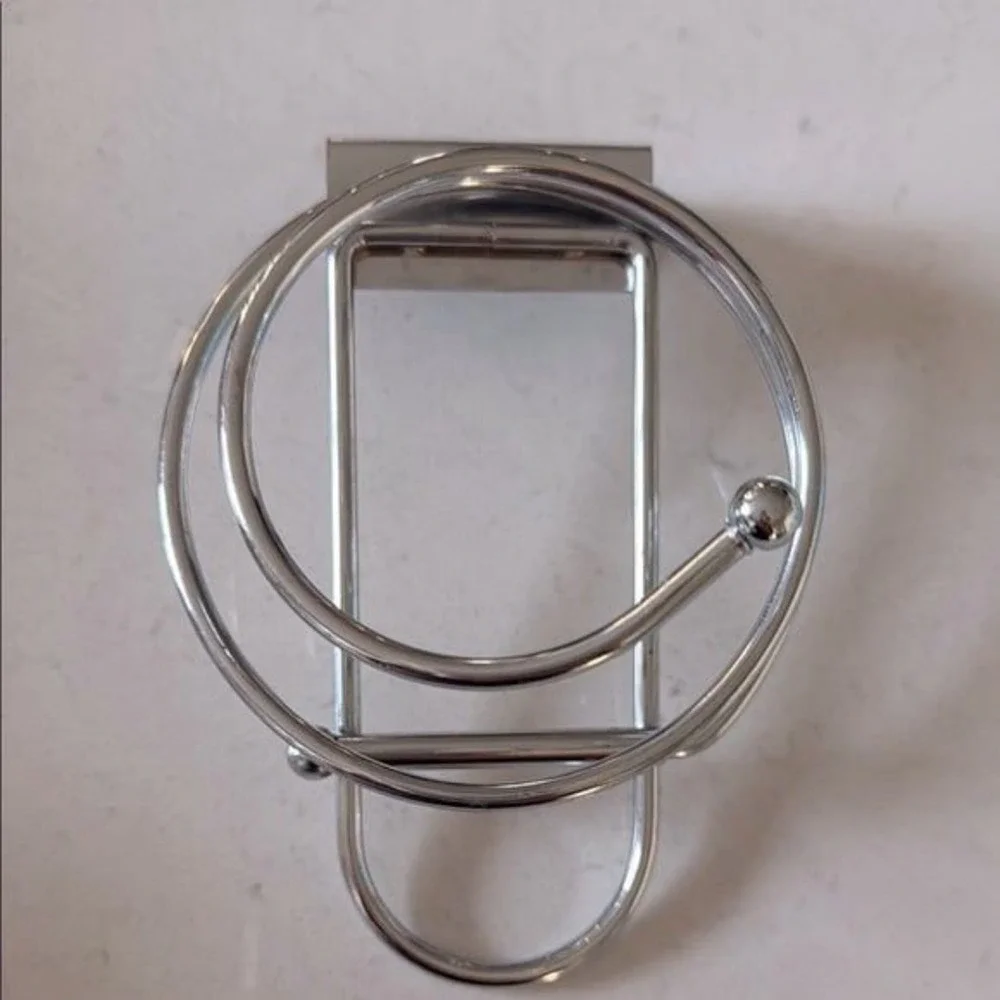 Silver Metal Wall-Mounted Hair Dryer Holder